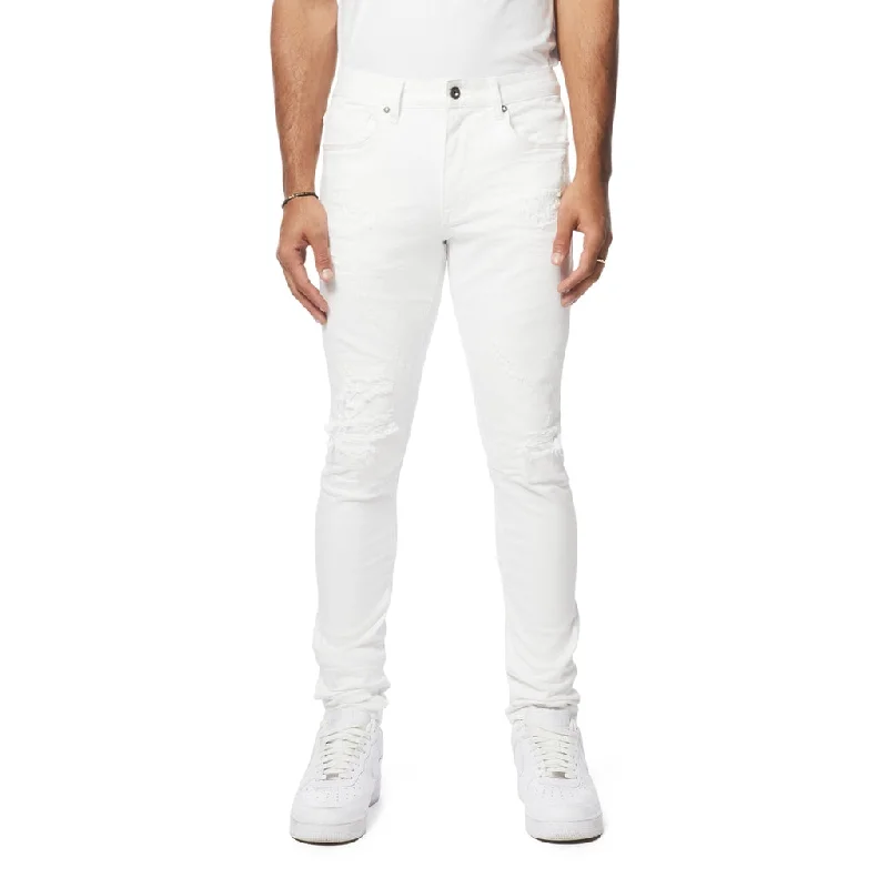 Vintage Washed Slim Tapered Denim Jeans - White Dynamic Men's High